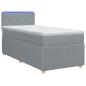 Preview: ARDEBO.de - Boxspringbett mit Matratze Hellgrau 80 x 200 cm Stoff