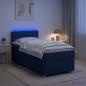 Preview: ARDEBO.de - Boxspringbett mit Matratze mit Kopfteil Blau 90 x 190 cm Stoff