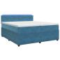 Preview: Boxspringbett mit Matratze mit Kopfteil Blau 200 x 200 cm Samt