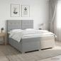 Preview: ARDEBO.de - Boxspringbett mit Matratze Hellgrau 180 x 200 cm Stoff
