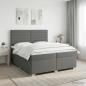 Preview: ARDEBO.de - Boxspringbett mit Matratze Dunkelgrau 200 x 200 cm Stoff