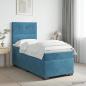 Preview: ARDEBO.de - Boxspringbett mit Matratze mit Kopfteil Blau 100 x 200 cm Samt