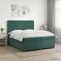 Preview: ARDEBO.de - Boxspringbett mit Matratze Dunkelgrün 140 x 190 cm Samt
