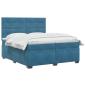 Preview: Boxspringbett mit Matratze mit Kopfteil Blau 200 x 200 cm Samt