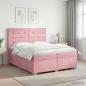 Preview: ARDEBO.de - Boxspringbett mit Matratze mit Kopfteil Rosa 200 x 200 cm Samt