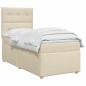 Preview: Boxspringbett mit Matratze mit Kopfteil Creme 90 x 190 cm Stoff