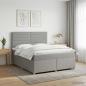 Preview: ARDEBO.de - Boxspringbett mit Matratze Hellgrau 140 x 200 cm Stoff