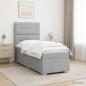 Preview: ARDEBO.de - Boxspringbett mit Matratze Hellgrau 80 x 200 cm Stoff