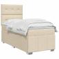 Preview: Boxspringbett mit Matratze mit Kopfteil Creme 90 x 200 cm Stoff