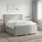 Preview: ARDEBO.de - Boxspringbett mit Matratze Hellgrau 140 x 190 cm Stoff