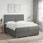 Preview: ARDEBO.de - Boxspringbett mit Matratze Dunkelgrau 200 x 200 cm Stoff