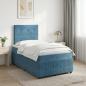 Preview: ARDEBO.de - Boxspringbett mit Matratze mit Kopfteil Blau 120 x 190 cm Samt