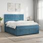 Preview: ARDEBO.de - Boxspringbett mit Matratze mit Kopfteil Blau 140 x 190 cm Samt