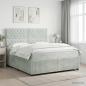 Preview: ARDEBO.de - Boxspringbett mit Matratze Hellgrau 140 x 200 cm Samt
