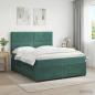 Preview: ARDEBO.de - Boxspringbett mit Matratze Dunkelgrün 140 x 200 cm Samt