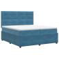 Preview: Boxspringbett mit Matratze mit Kopfteil Blau 200 x 200 cm Samt