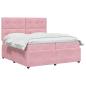 Preview: Boxspringbett mit Matratze mit Kopfteil Rosa 200 x 200 cm Samt
