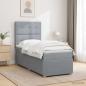Preview: ARDEBO.de - Boxspringbett mit Matratze mit Kopfteil Hellgrau Einzeln Stoff