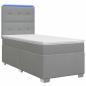 Preview: Boxspringbett mit Matratze und LED Hellgrau 90 x 190 cm Stoff