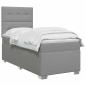 Preview: Boxspringbett mit Matratze und LED Hellgrau 90 x 190 cm Stoff