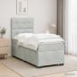 Preview: ARDEBO.de - Boxspringbett mit Matratze Hellgrau 100 x 200 cm Samt