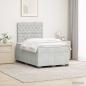 Preview: ARDEBO.de - Boxspringbett mit Matratze Hellgrau 120 x 190 cm Samt