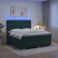 Preview: ARDEBO.de - Boxspringbett mit Matratze Dunkelgrün 140 x 190 cm Samt
