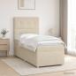 Preview: ARDEBO.de - Boxspringbett mit Matratze mit Kopfteil Creme 90 x 190 cm Stoff