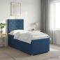 Preview: ARDEBO.de - Boxspringbett mit Matratze mit Kopfteil Blau 100 x 200 cm Stoff