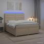 Preview: ARDEBO.de - Boxspringbett mit Matratze Creme 140 x 190 cm Stoff