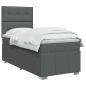 Preview: LED Boxspringbett mit Matratze Dunkelgrau 80 x 200 cm Stoff