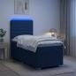 Preview: LED Boxspringbett mit Matratze Blau 90 x 200 cm Stoff