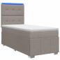 Preview: LED Boxspringbett mit Matratze Taupe 90 x 200 cm Stoff