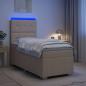 Preview: ARDEBO.de - LED Boxspringbett mit Matratze Creme 90 x 200 cm Stoff