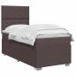 Preview: LED Boxspringbett mit Matratze Dunkelbraun 100 x 200 cm Stoff
