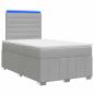 Preview: LED Boxspringbett mit Matratze Hellgrau 120 x 190 cm Stoff