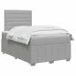 Preview: LED Boxspringbett mit Matratze Hellgrau 120 x 190 cm Stoff