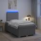 Preview: LED Boxspringbett mit Matratze Hellgrau 120 x 190 cm Stoff