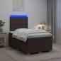 Preview: ARDEBO.de - LED Boxspringbett mit Matratze Dunkelbraun 120 x 190 cm Stoff