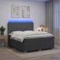 Preview: ARDEBO.de - LED Boxspringbett mit Matratze Dunkelgrau 200 x 200 cm Stoff