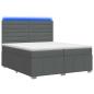 Preview: LED Boxspringbett mit Matratze Dunkelgrau 200 x 200 cm Stoff
