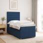 Preview: LED Boxspringbett mit Matratze Blau 90 x 190 cm Stoff