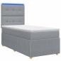 Preview: LED Boxspringbett mit Matratze Hellgrau 90 x 190 cm Stoff