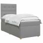 Preview: LED Boxspringbett mit Matratze Hellgrau 90 x 190 cm Stoff