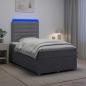 Preview: ARDEBO.de - LED Boxspringbett mit Matratze Hellgrau 120 x 190 cm Stoff