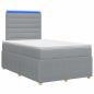 Preview: LED Boxspringbett mit Matratze Hellgrau 120 x 190 cm Stoff