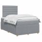 Preview: LED Boxspringbett mit Matratze Hellgrau 120 x 190 cm Stoff