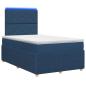 Preview: LED Boxspringbett mit Matratze Blau 120 x 190 cm Stoff