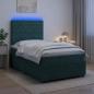 Preview: LED Boxspringbett mit Matratze Dunkelgrün 120 x 190 cm Samt