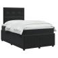 Preview: LED Boxspringbett mit Matratze Schwarz 120 x 190 cm Samt